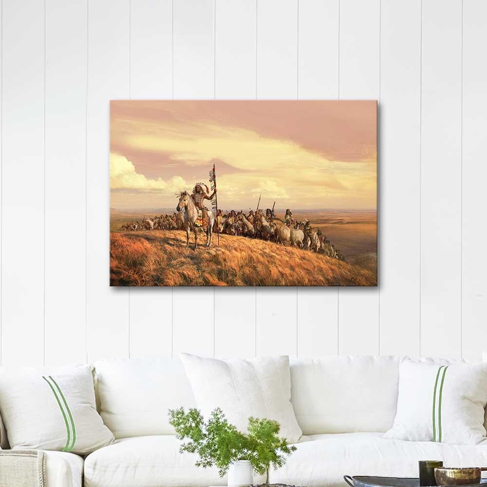 Atları Üstünde Amerikan Yerlileri Kanvas Tablo
