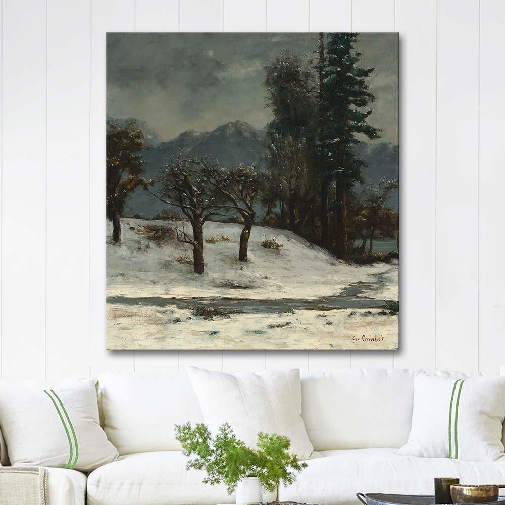 Gustave Courbet Kar Kanvas Tablo