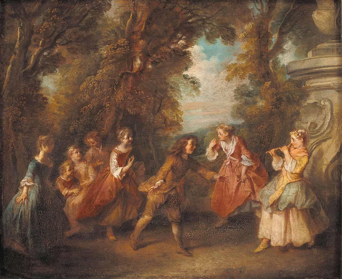 Children At Play In The Open by Nicolas Lancret
