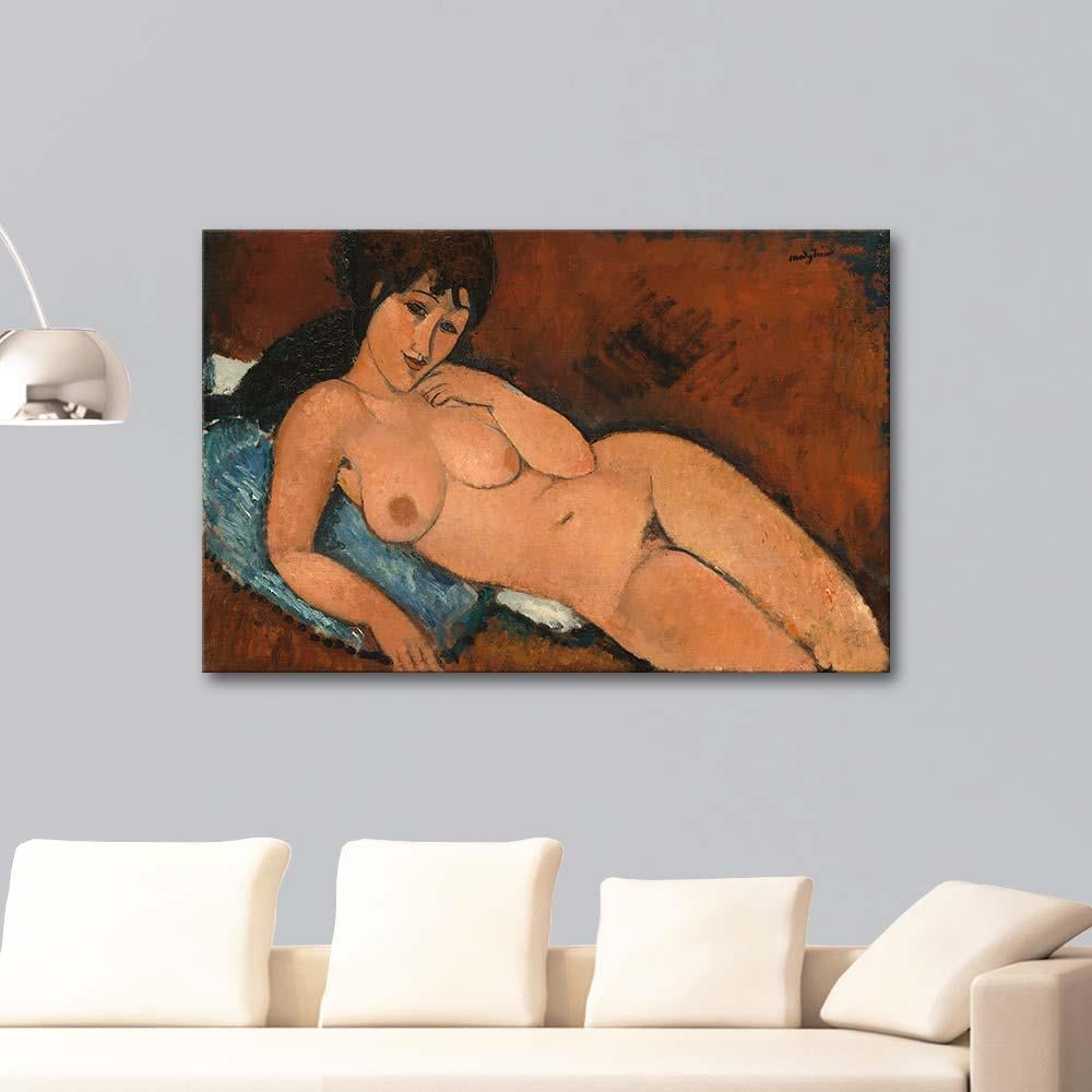 Nude on Blue Cushion by Amedeo Modigliani as Art Print