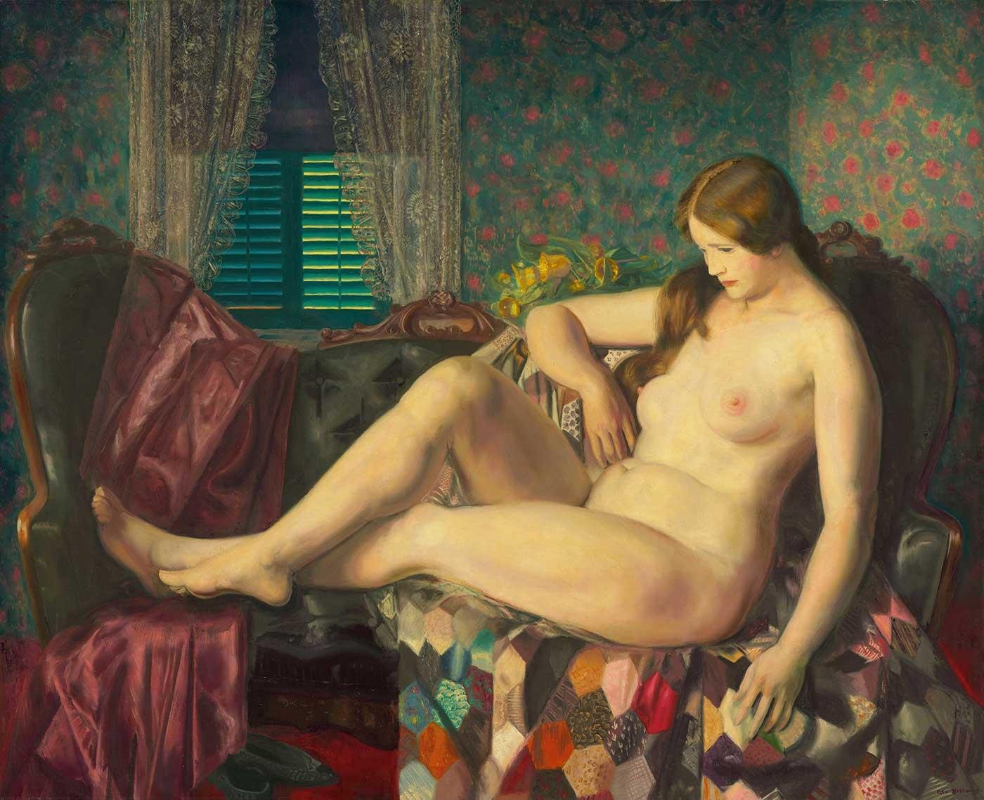 Nude with Hexagonal Quilt by George Wesley Bellows as Art Print