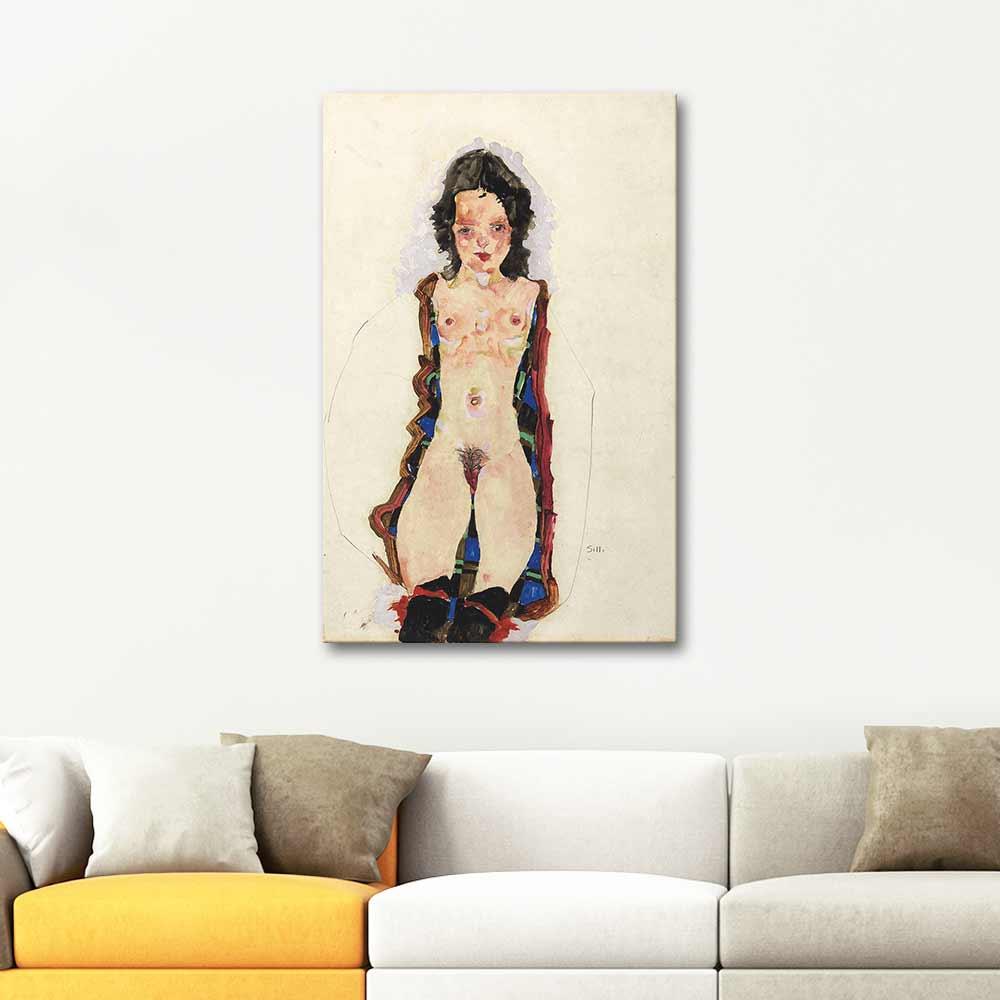 Nude with Red Garters by Egon Schiele as Art Print