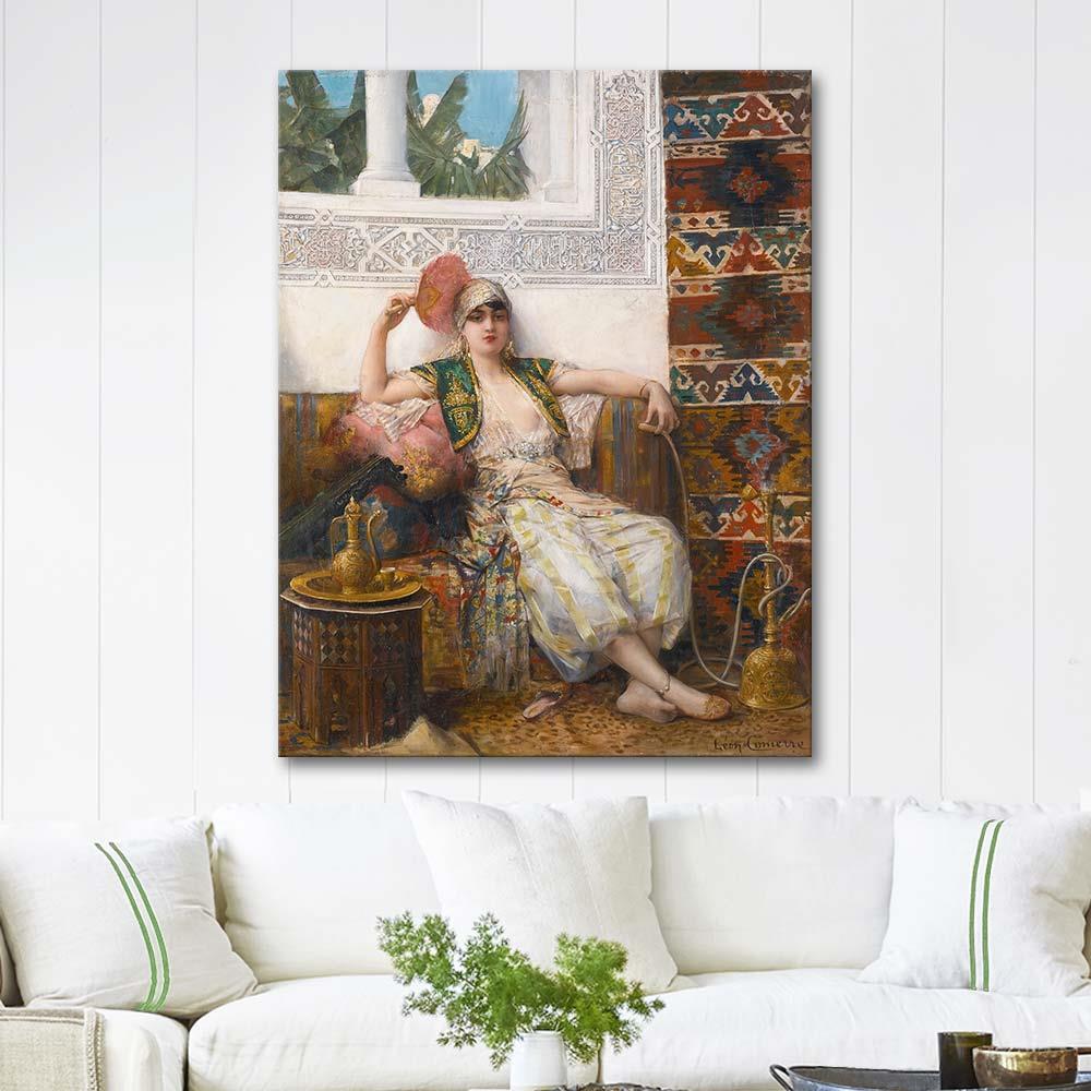 Leon François Comerre Nargile İçen Cariye Kanvas Tablo