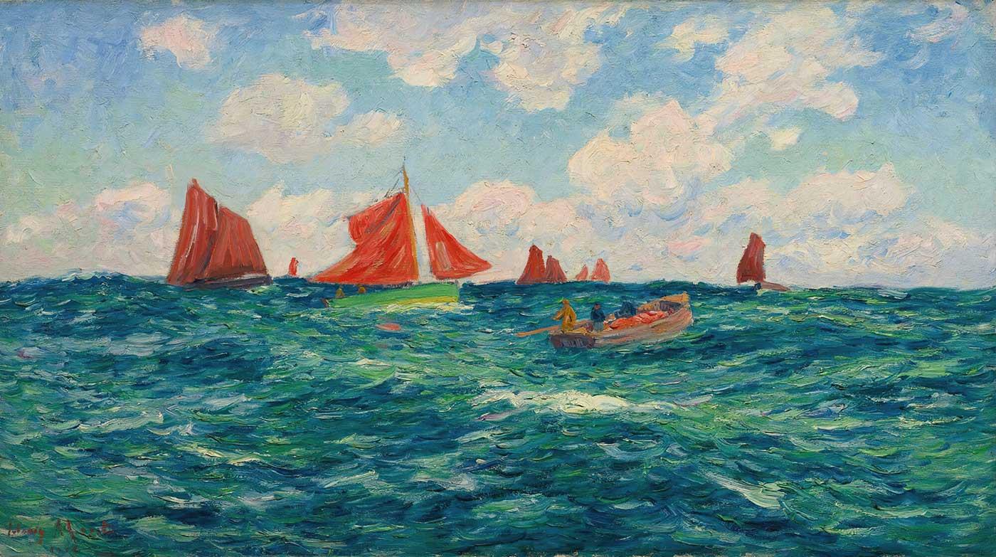 Henry Moret Açıkdenizde Balıkçılar Kanvas Tablo