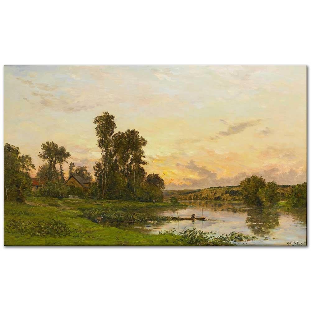 On the Banks of the Seine by Hippolyte Camille Delpy as Art Print