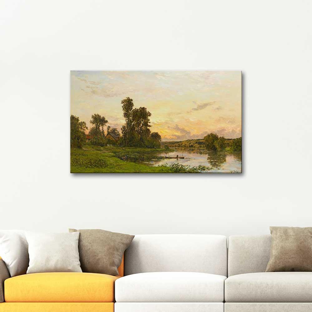 On the Banks of the Seine by Hippolyte Camille Delpy as Art Print