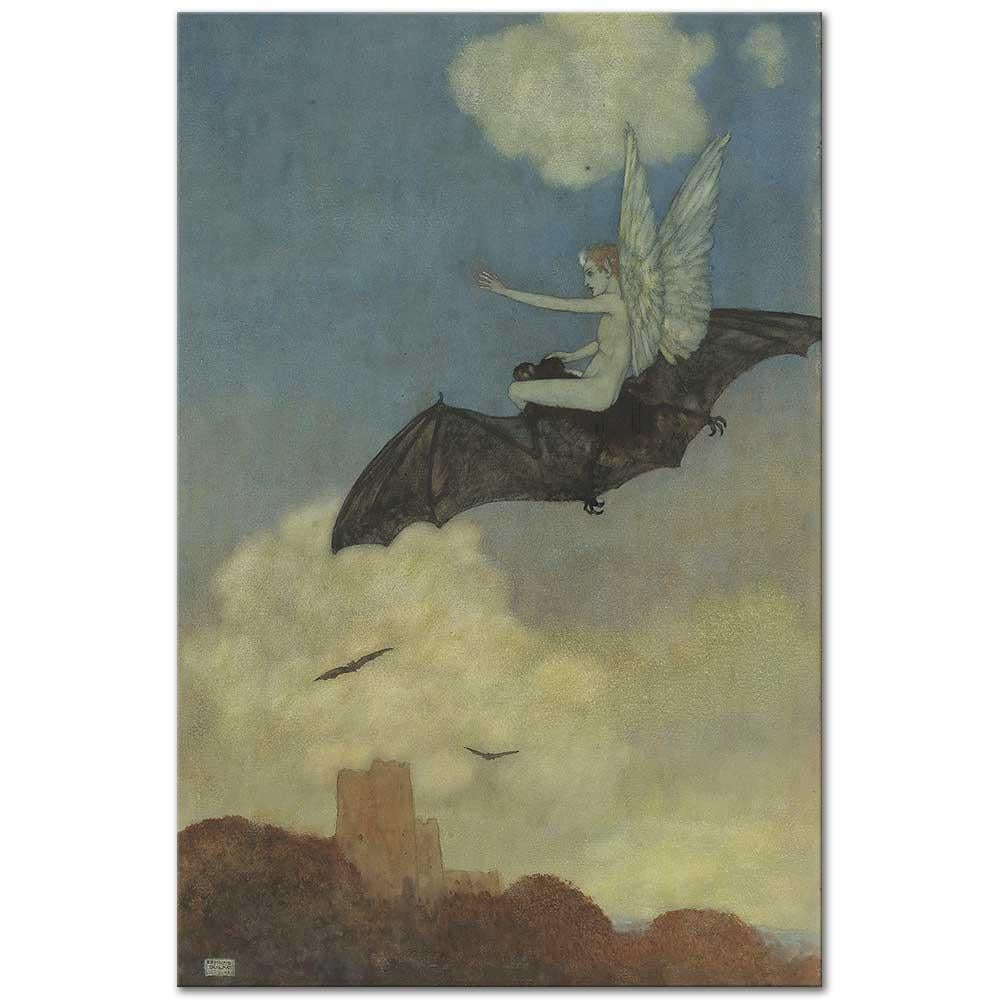 Edmund Dulac Yarasa Sırtında Uçarım Kanvas Tablo