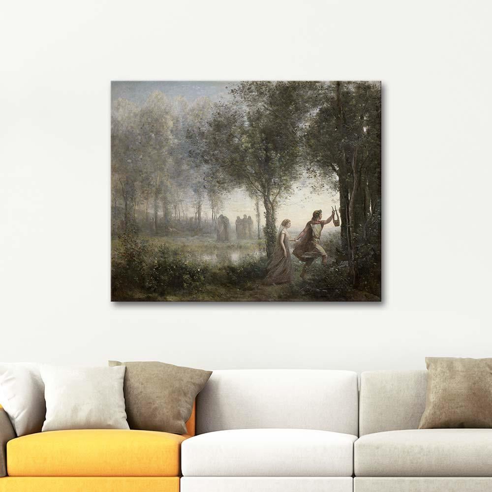 Orpheus Leading Eurydice from the Underground by Jean Baptiste Camille Corot as Art Print