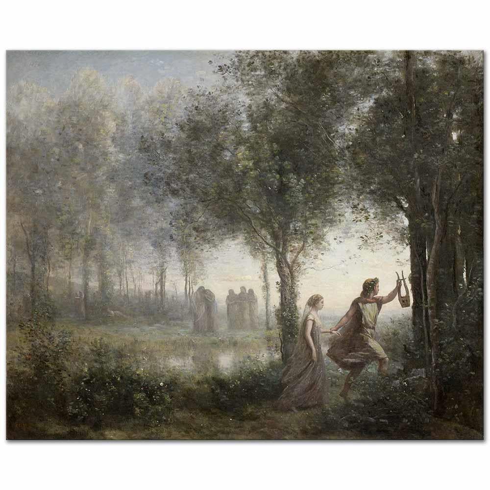 Orpheus Leading Eurydice from the Underground by Jean Baptiste Camille Corot as Art Print