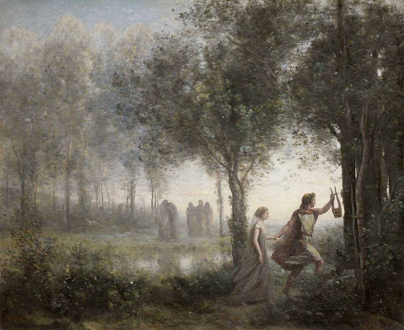 Orpheus Leading Eurydice from the Underground by Jean Baptiste Camille Corot as Art Print