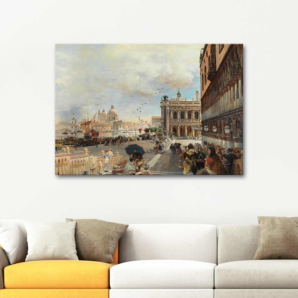 Oswald Achenbach Piazzetta Meydanı Venedik Kanvas Tablo