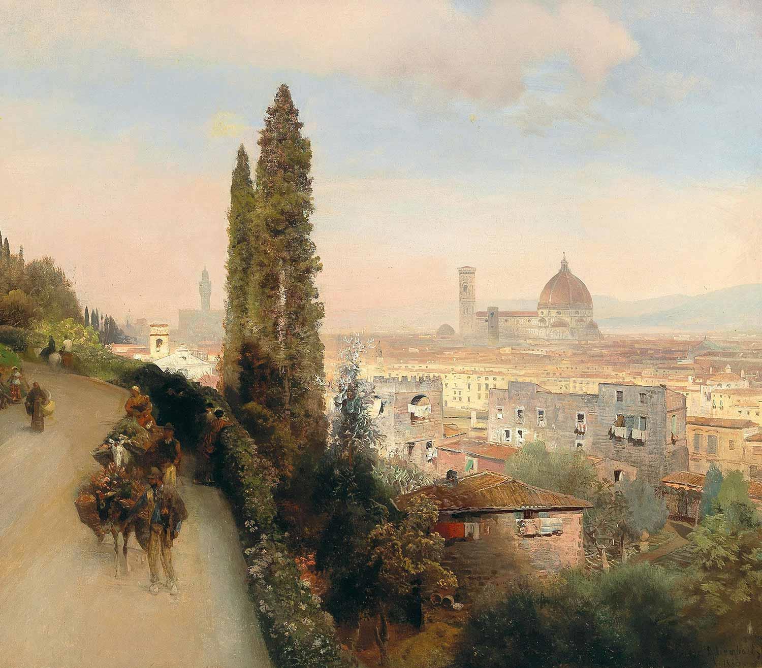 Oswald Achenbach Floransa Manzarası Kanvas Tablo