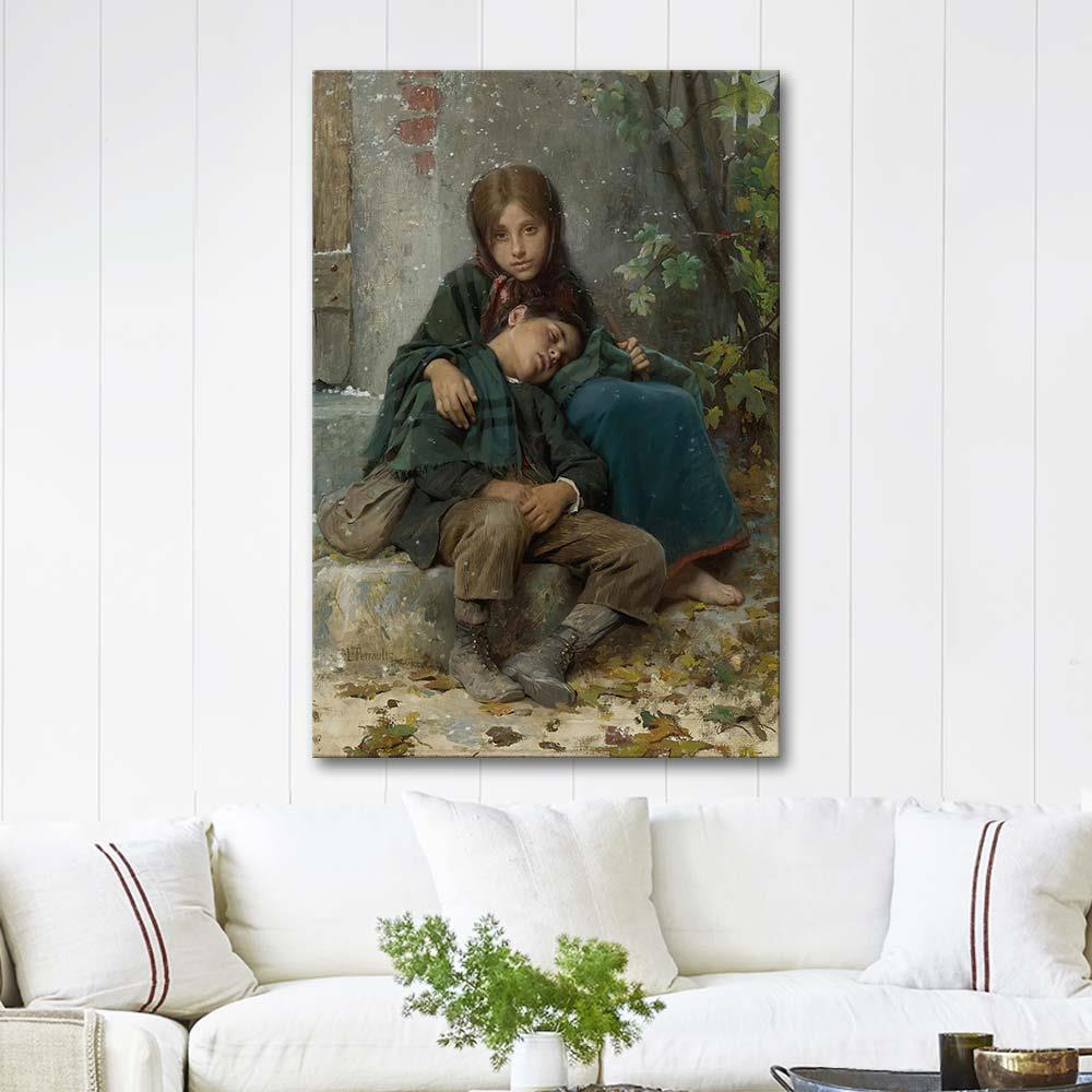 Léon Bazille Perrault Soğukta Dışarda Kanvas Tablo