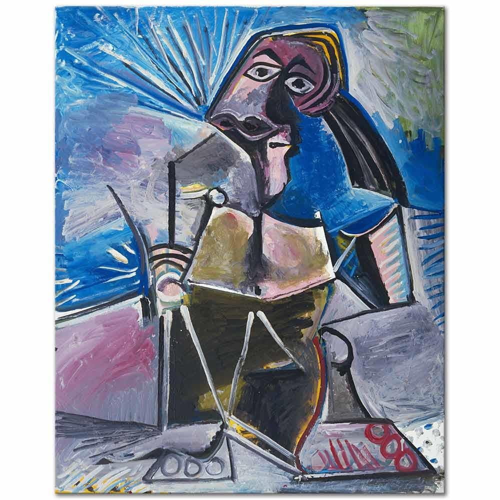 Pablo Picasso Çalışırken Kanvas Tablo