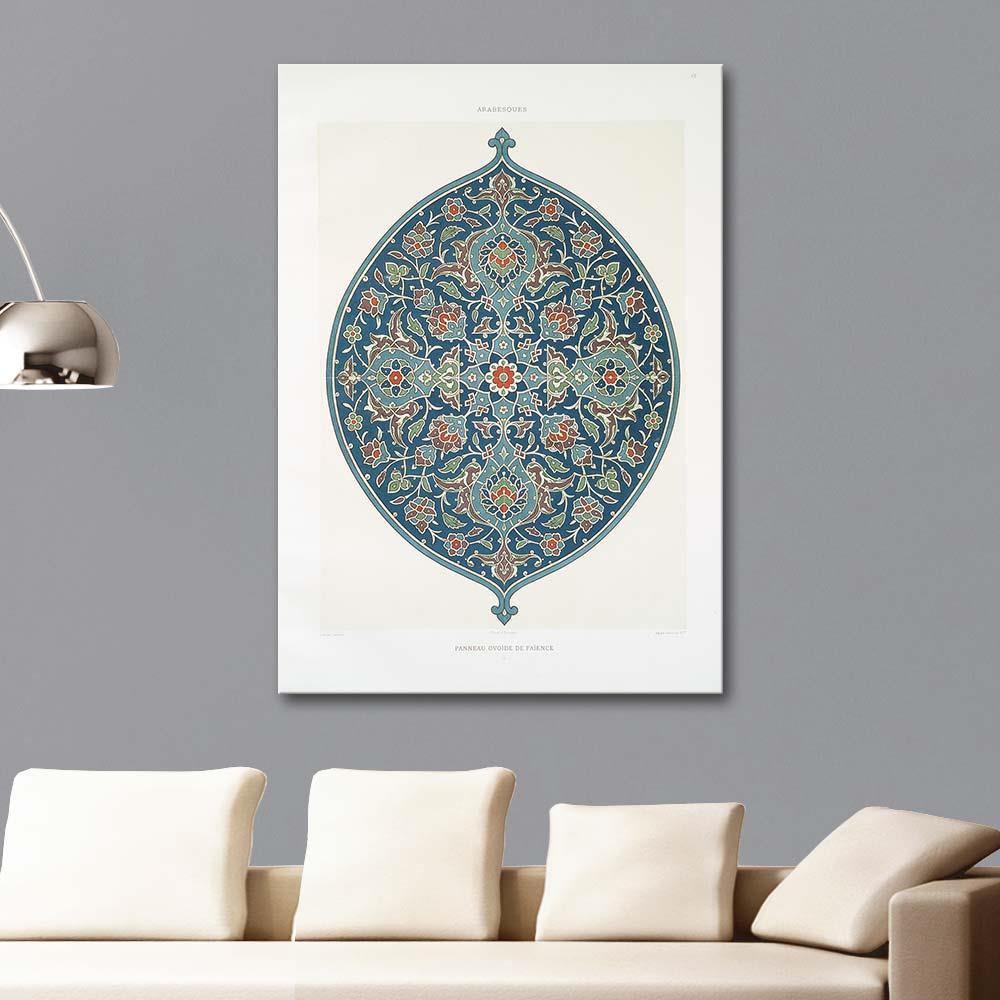 Emile Prisse d'Avennes Oval Çini Panel Kanvas Tablo