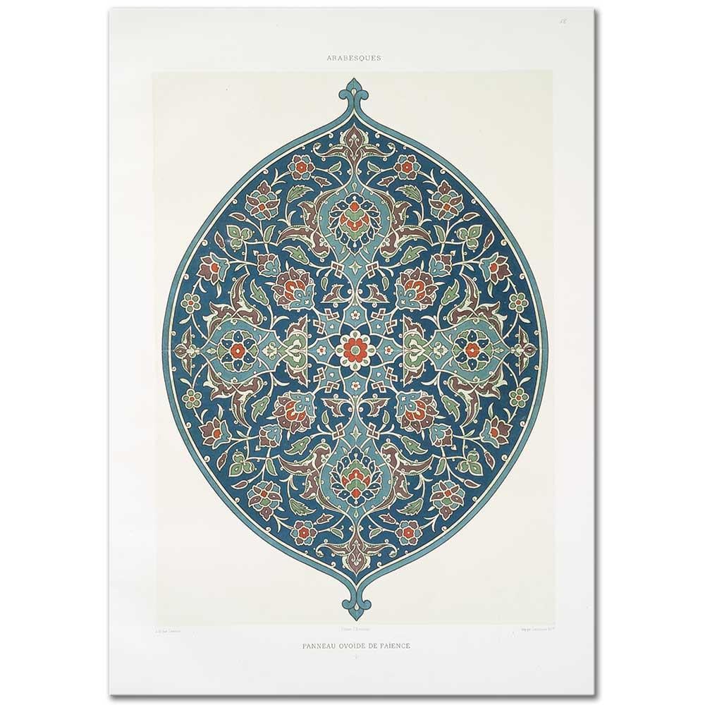 Emile Prisse d'Avennes Oval Çini Panel Kanvas Tablo