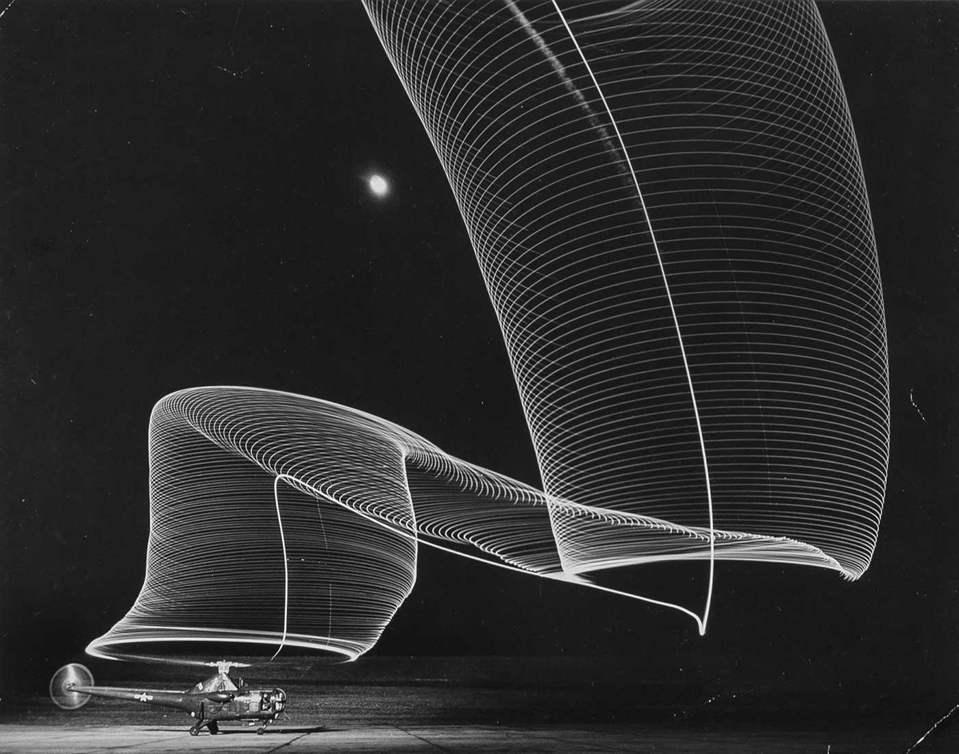 Pattern Made by Night Flying Helicopter by Andreas Feininger