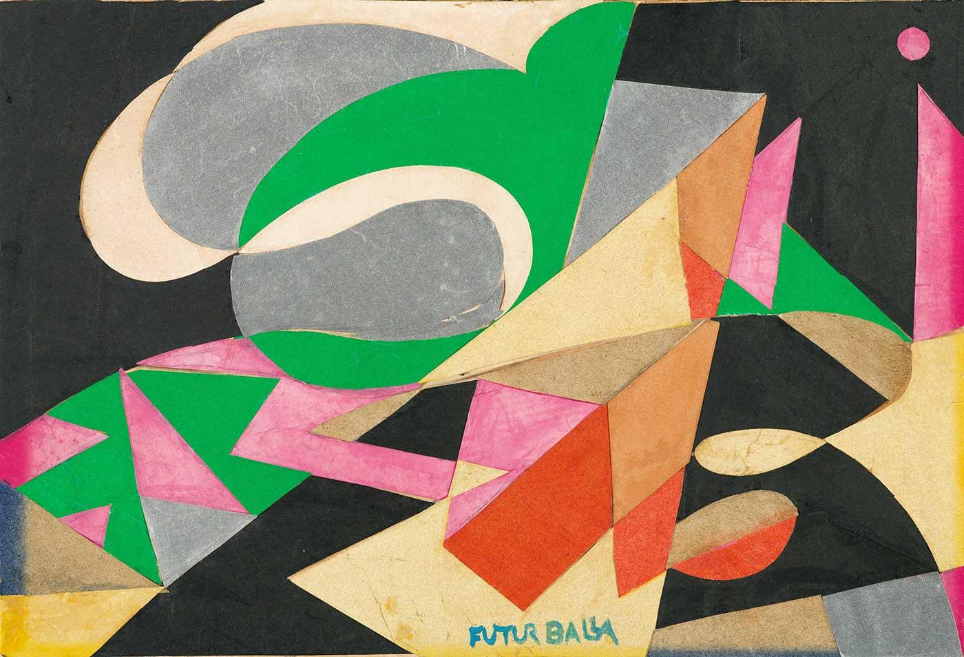 Giacomo Balla Kelime Dokusu ile Desen Kanvas Tablo