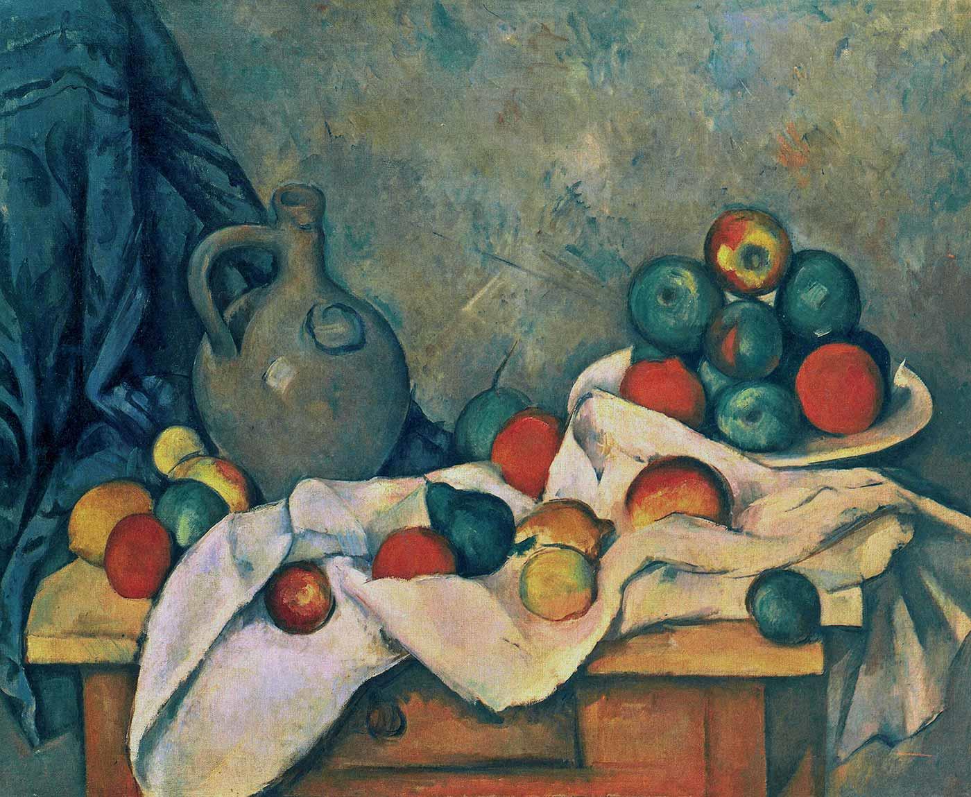 Paul Cezanne Sürahi ve Meyveli Natürmort Kanvas Tablo