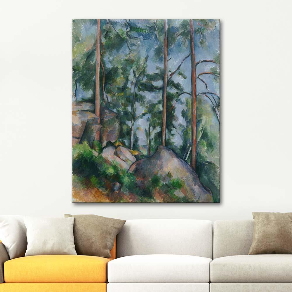 Paul Cezanne Çamlar ve Kayalar Kanvas Tablo