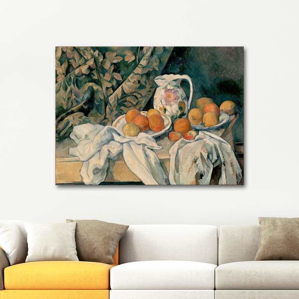 Paul Cezanne Perdeli Natürmort Kanvas Tablo