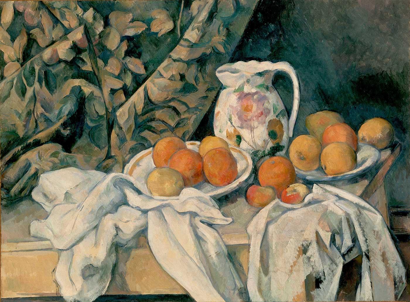Paul Cezanne Perdeli Natürmort Kanvas Tablo