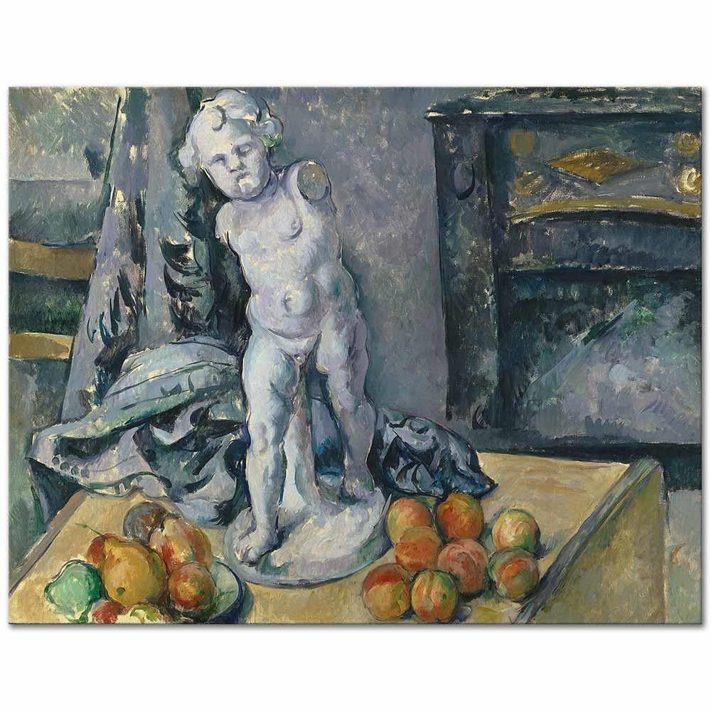 Paul Cezanne Heykelcik ile Natürmort Kanvas Tablo