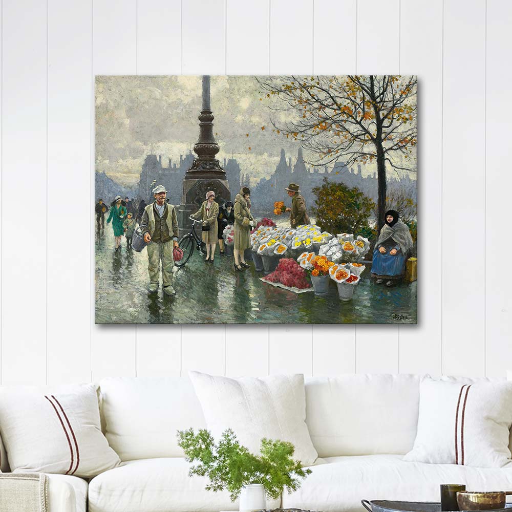 Paul Fischer Flowersellers At Dr. Louises Bro In Copenhagen Art Print