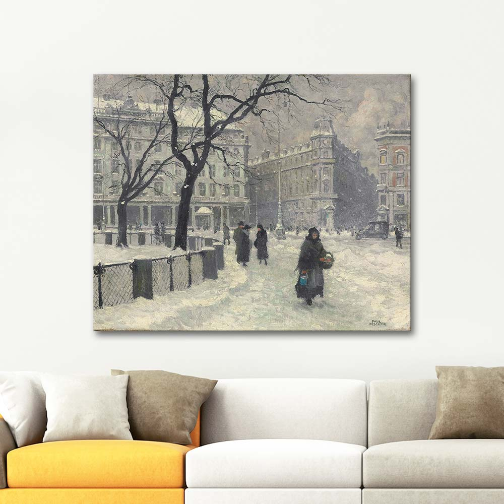 Paul Fischer Kongens Nytorv Copenhagen In Winter Art Print