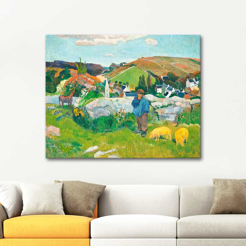 Paul Gauguin Breton Landscape with Pigs Art Print