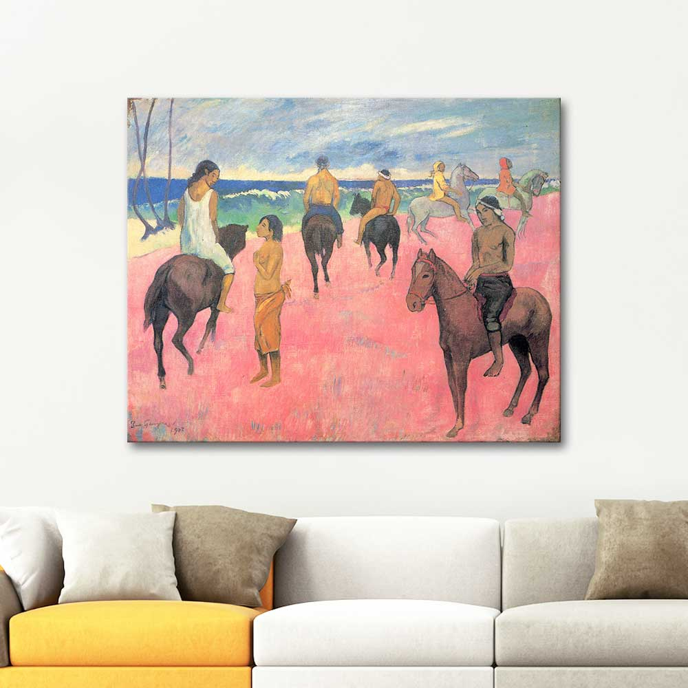 Paul Gauguin Sahilde Atlılar ile Kanvas Tablo