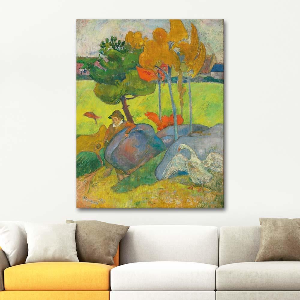 Paul Gauguin Breton'da Kaz Çobanı Kanvas Tablo