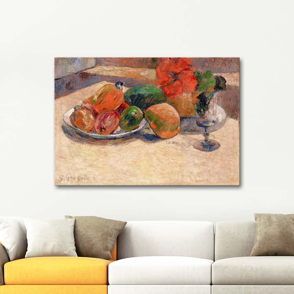Paul Gauguin Still Life With Mangoes And Hibiscus Flower Art Print