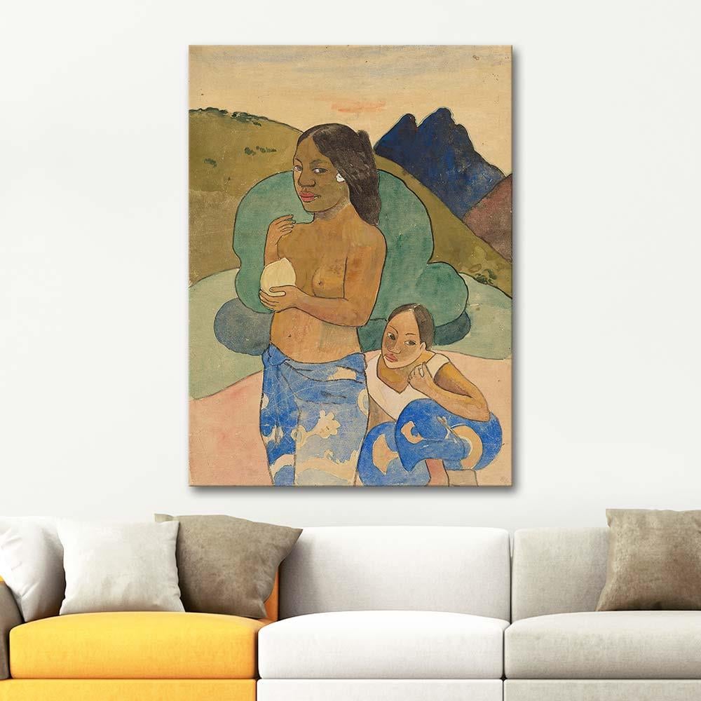 Paul Gauguin Manzarada İki Tahitili Kadın Kanvas Tablo