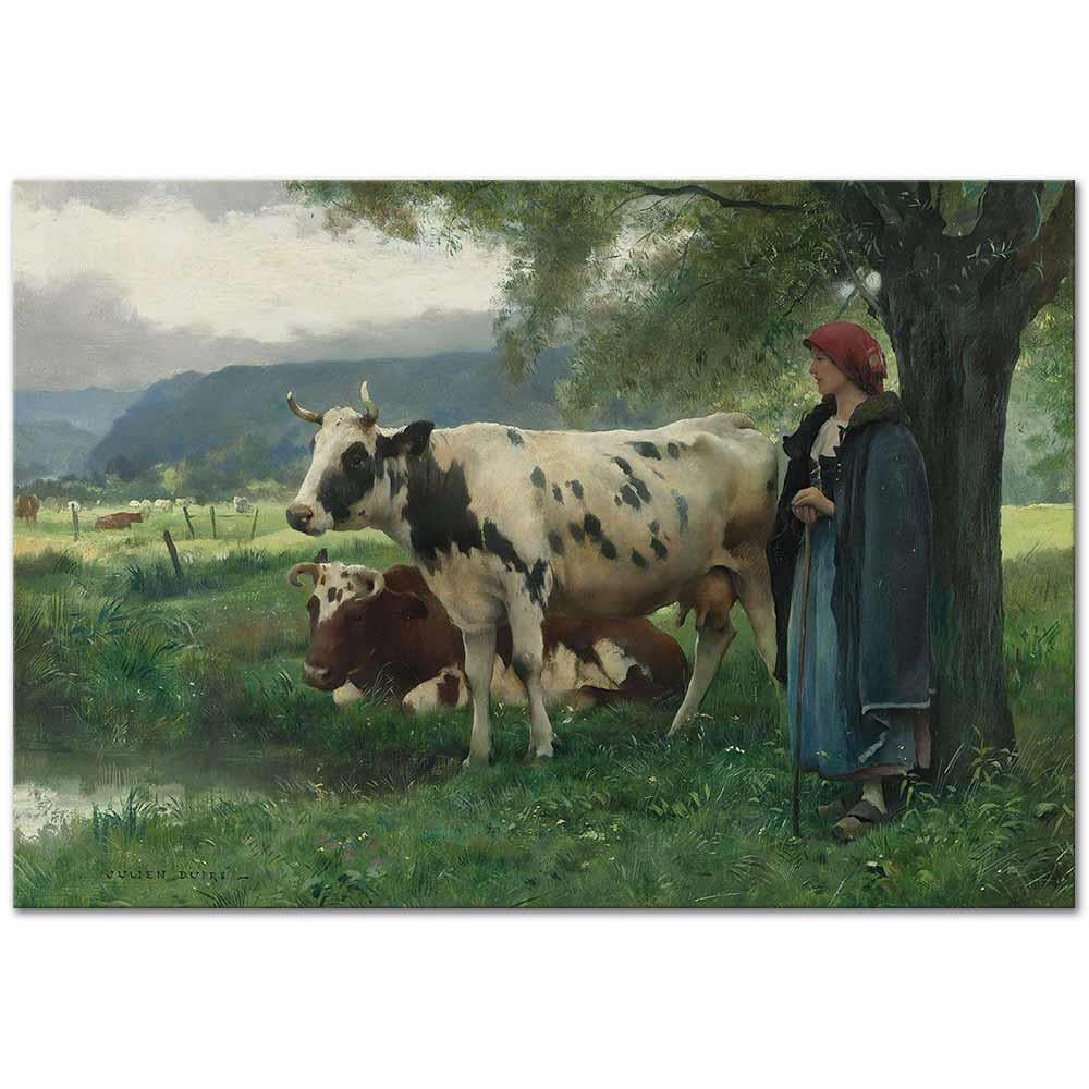 Peasant Woman with Cows by Julien Dupre as Art Print