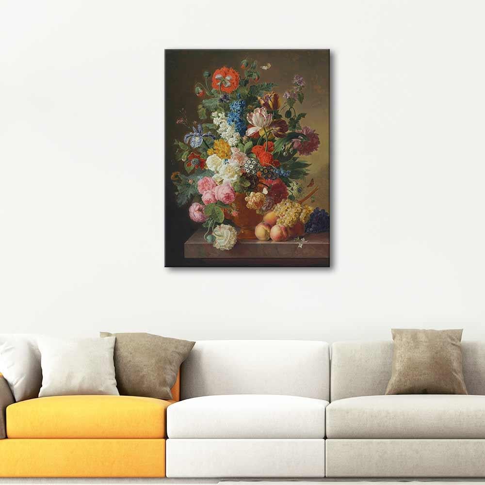 Jan Frans van Dael Vazoda Şakayık Gül Lale ve İris Kanvas Tablo