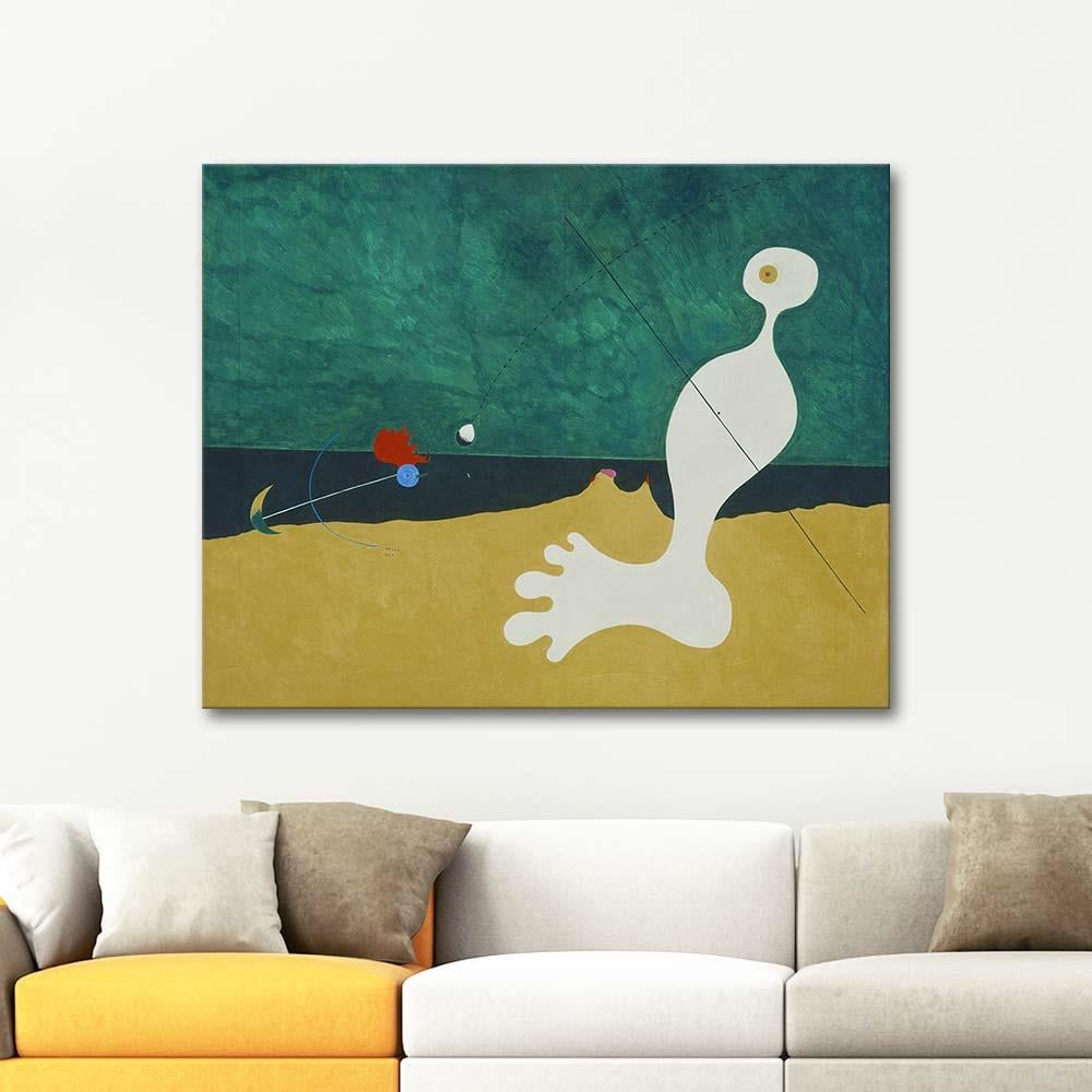 Joan Miro Kuşa Taş Atan Figür Kanvas Tablo