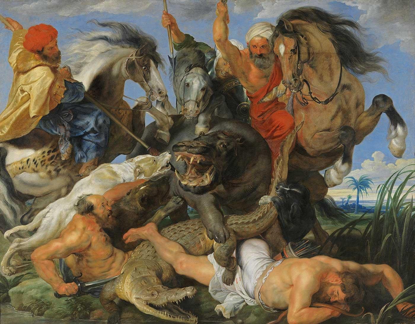Peter Paul Rubens Su Aygırı ve Timsah Avı Kanvas Tablo