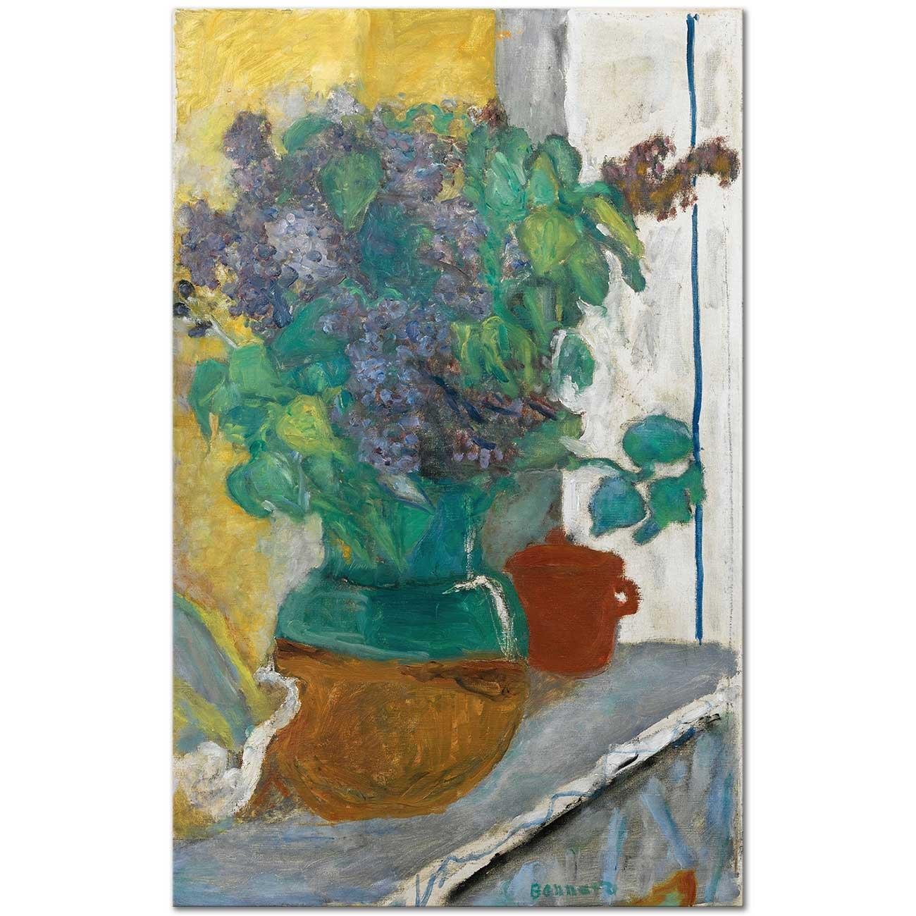 Lilas Mauve Dans Un Vase De Terre Jaune Et Vert by Pierre Bonnard