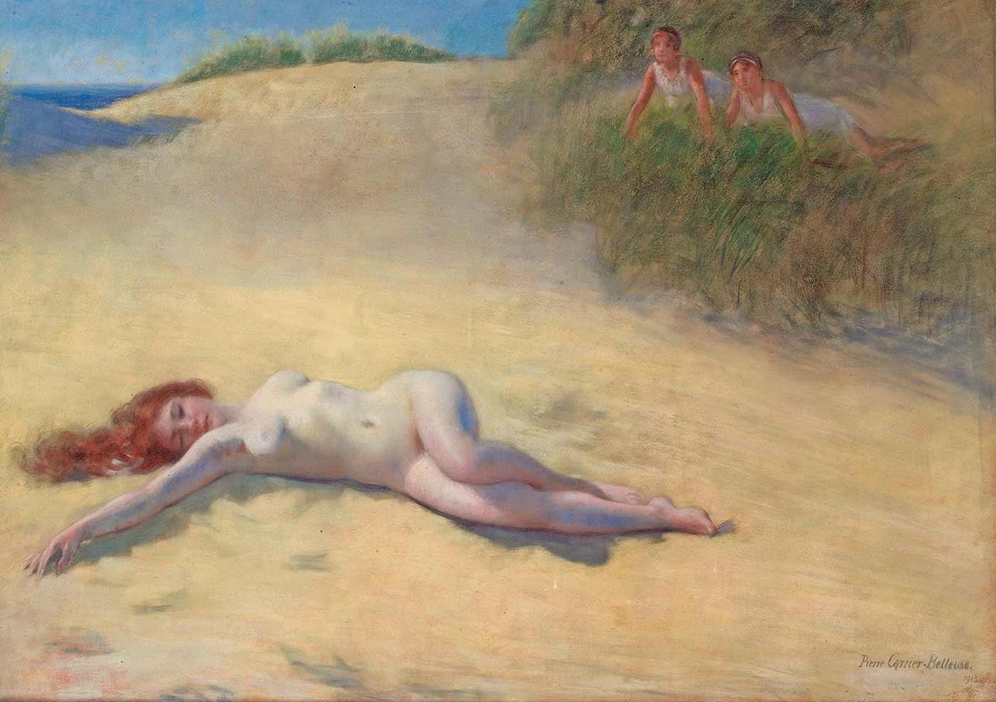 Nude on the Beach by Pierre Carrier Belleuse