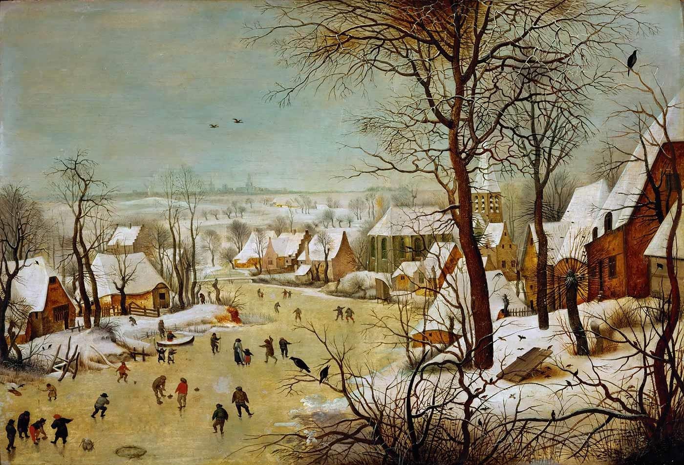 Pieter Bruegel the Younger Kış Manzarası ve Paten Kayanlar Kanvas Tablo
