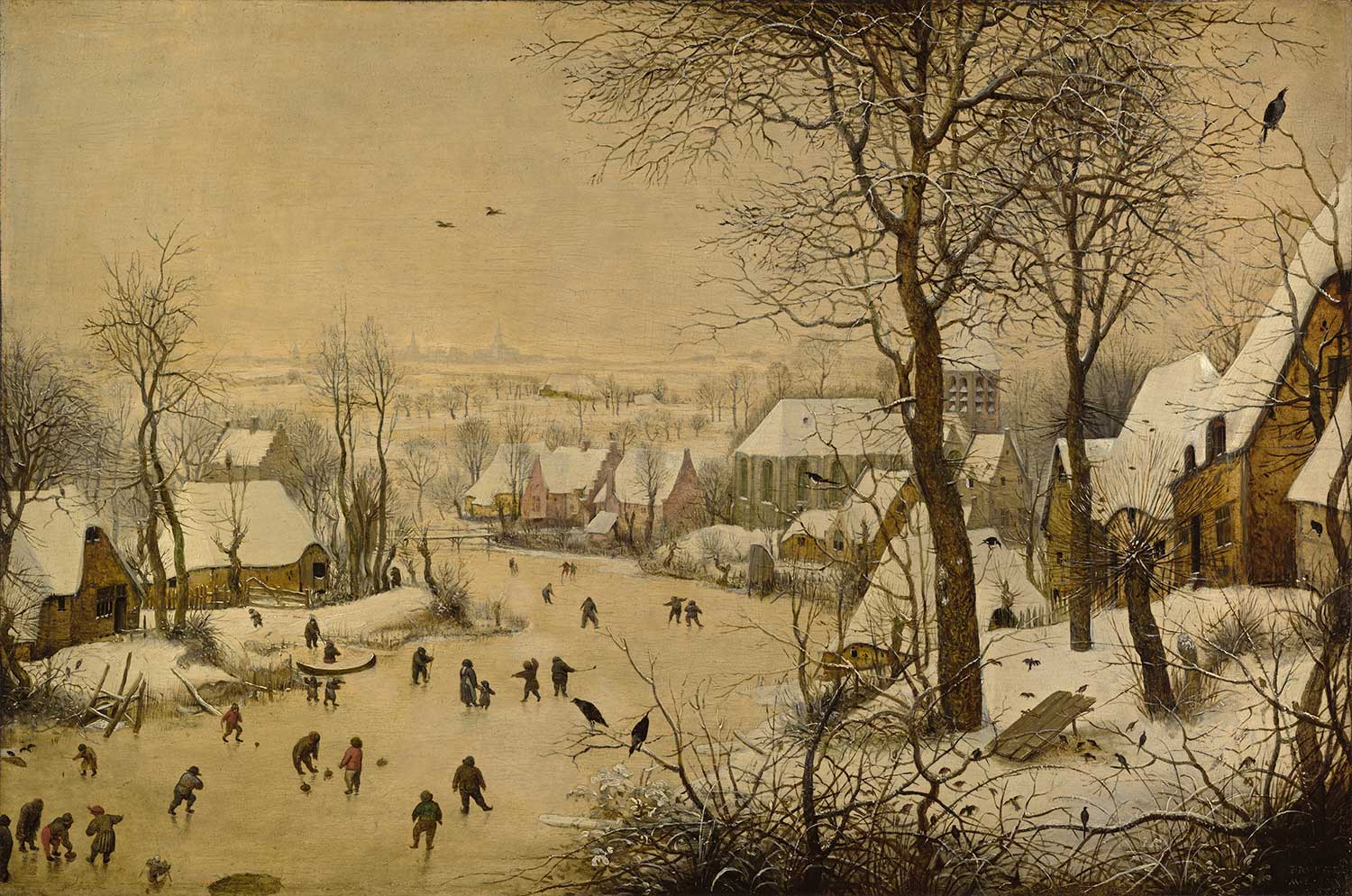Pieter Bruegel Winter Landscape with Ice Skaters and Bird Trap Art Print