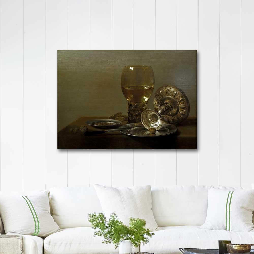 Pieter Claesz Şarap Kadehi ve Gümüş Kase ile Natürmort Kanvas Tablo
