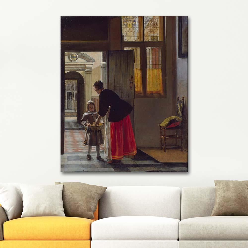 Pieter de Hooch Ekmek Getiren Çocuk Kanvas Tablo