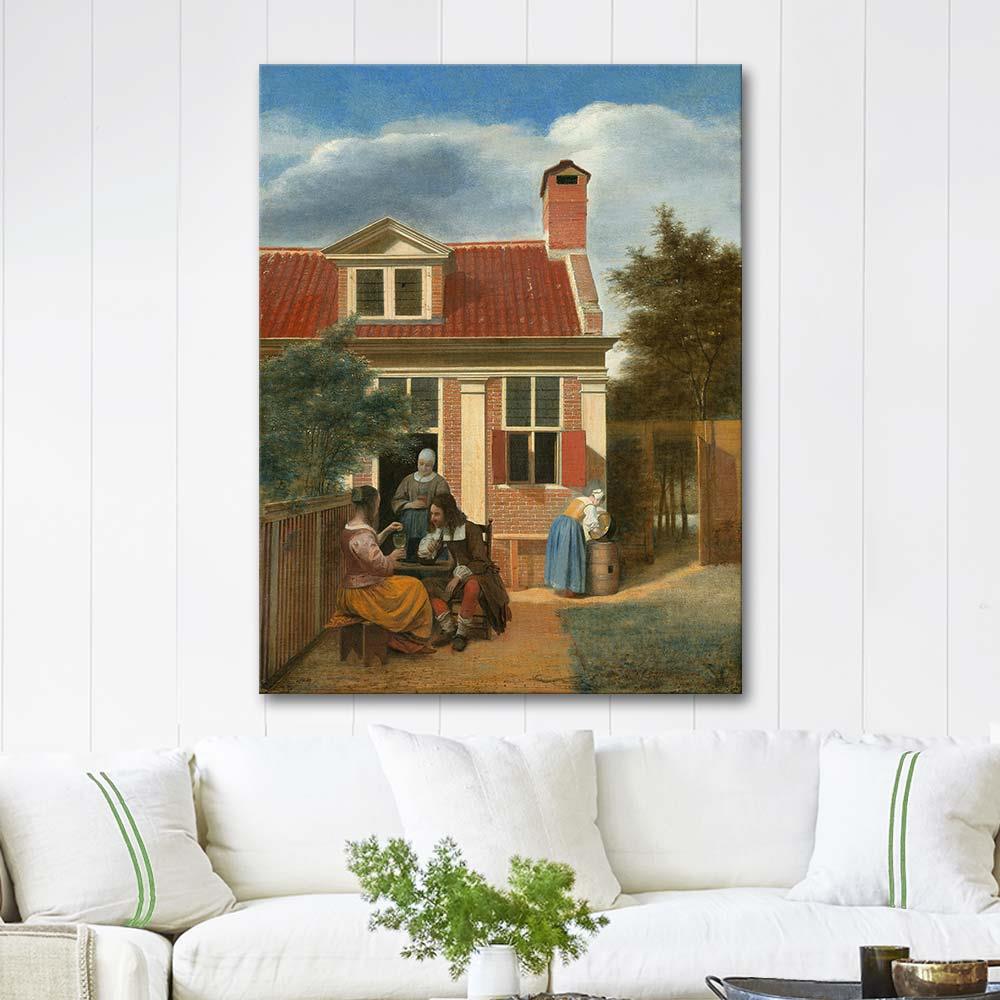 Pieter de Hooch Köy Evi Kanvas Tablo