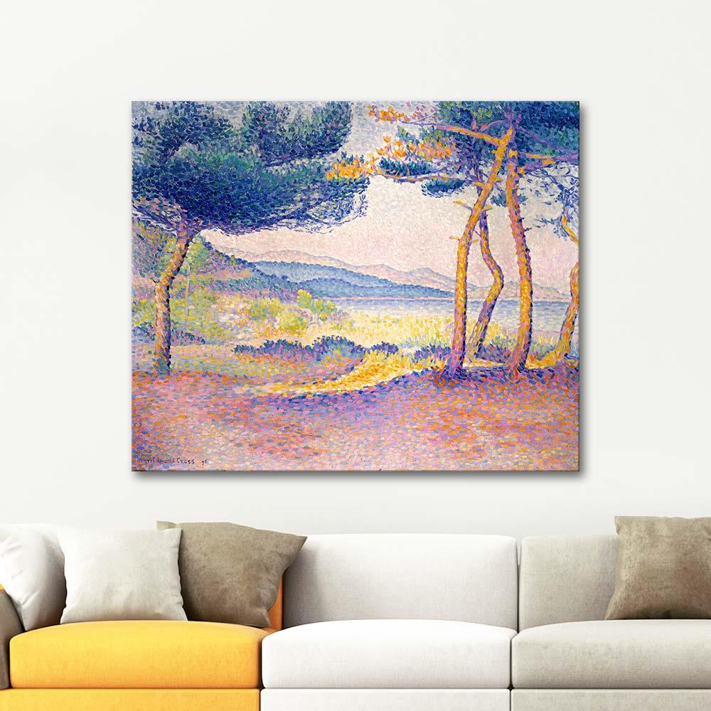 Henri Edmond Cross Kıyıda Çam Ağaçları Kanvas Tablo