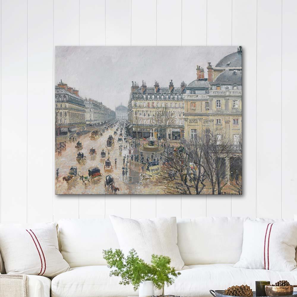 Place du Théâtre Paris, Rain by Camille Pissarro as Art Print