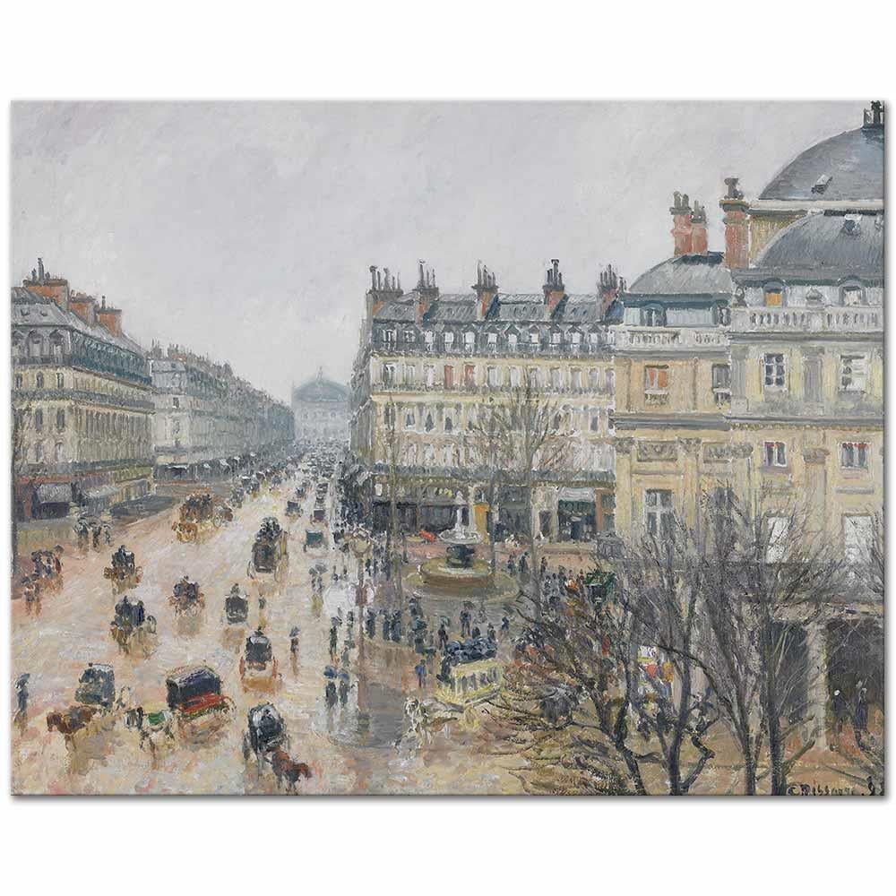 Place du Théâtre Paris, Rain by Camille Pissarro as Art Print