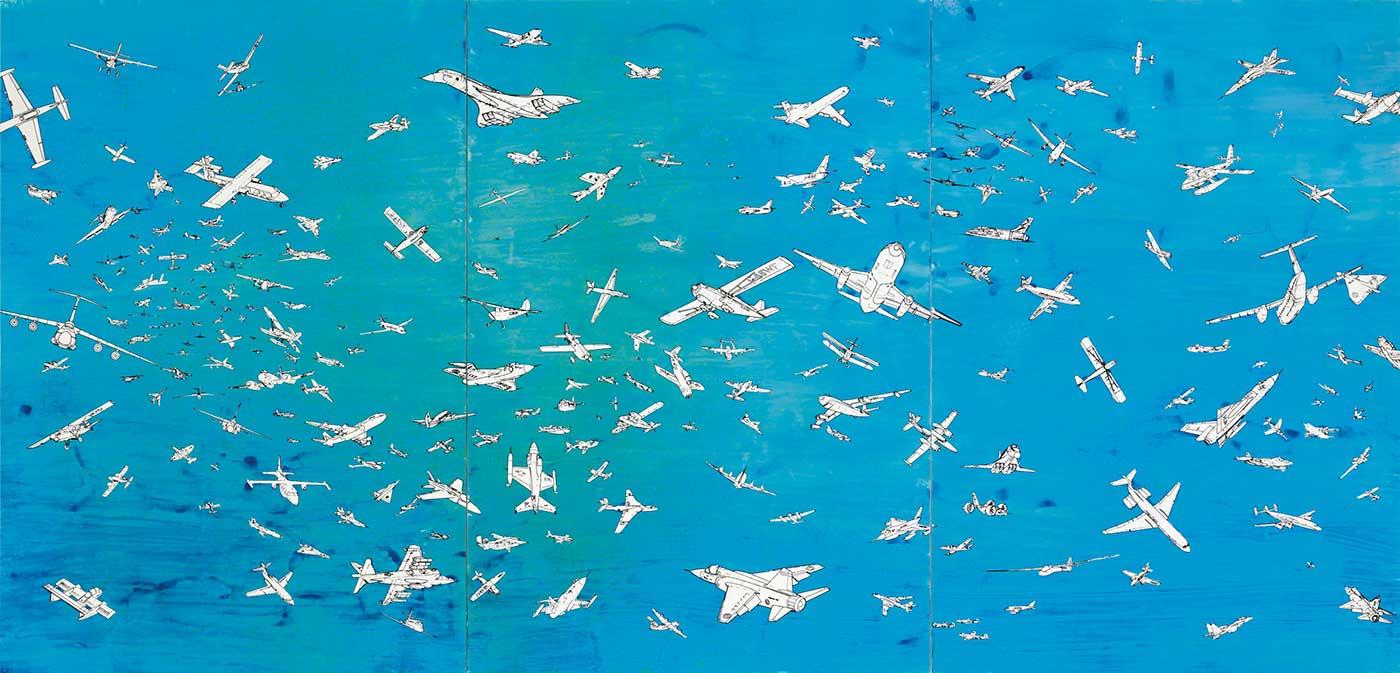 Alighiero Boetti Uçaklar Kanvas Tablo