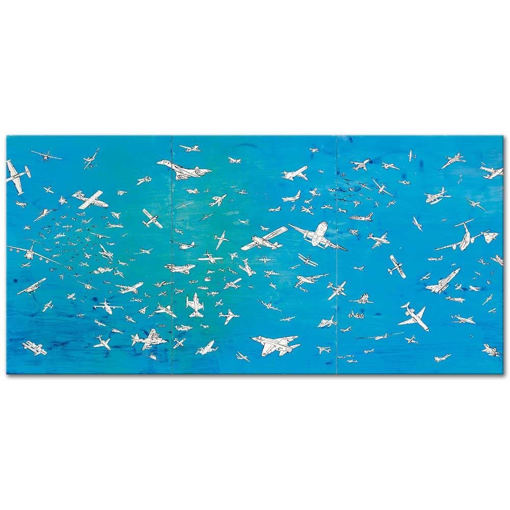 Alighiero Boetti Uçaklar Kanvas Tablo